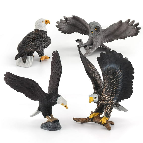 Ksopiavobs Forest Wildlife Bird Toy Set Eagle Owl Bald Eagle Table Decorations Christmas Scene Decoration Cake Decoration Children's Cognitive Toys for Boys Girls