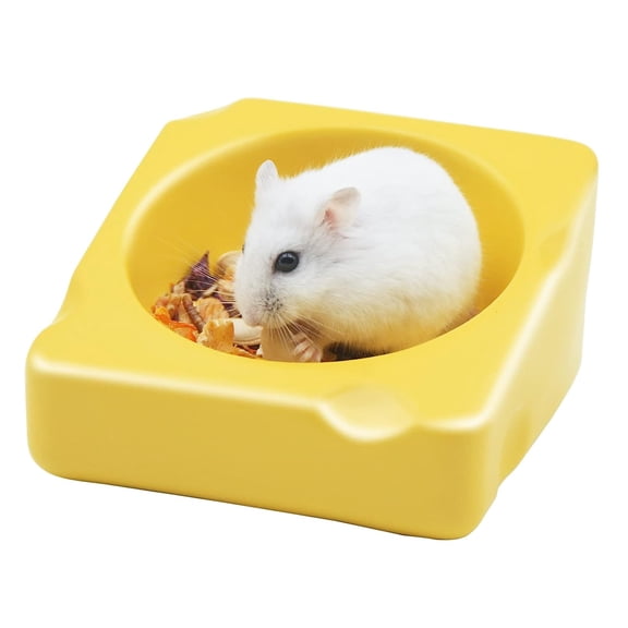 Ksopiavobs Hamster Bowl,Ceramic Food/Water Bowl Prevent Tipping Moving, Cage Accessories for Guinea Pig/Rabbit/Gerbil/Chinchilla,and Other Small Animals,Yellow