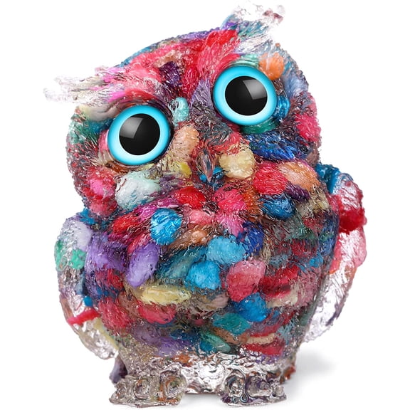 Ksopiavobs Hand-Carved Natural Crystal Owl Statue Reiki Healing Gemstone Animal Figurines Home Office Car Decoration The Best Gifts 2.4 inches