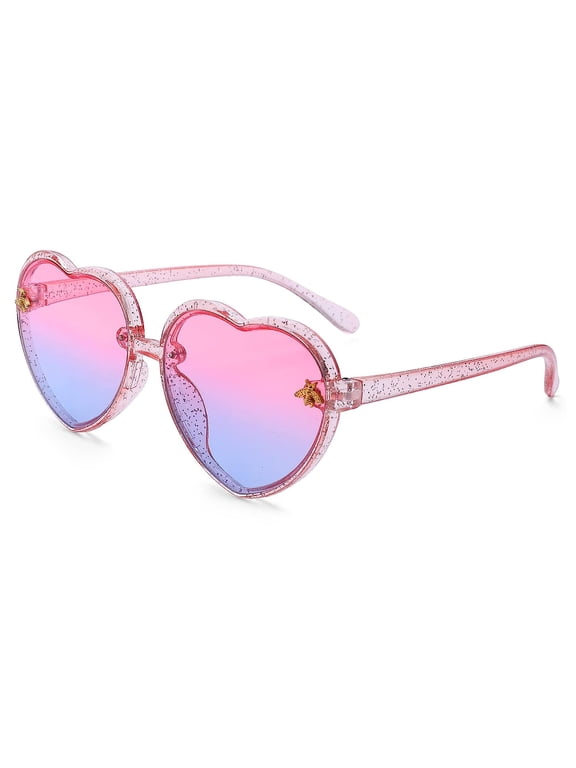 Heart Sunglasses Kids for Toddler Girls Age 3-10 Shaped Bee Cute Fashion Sunnies