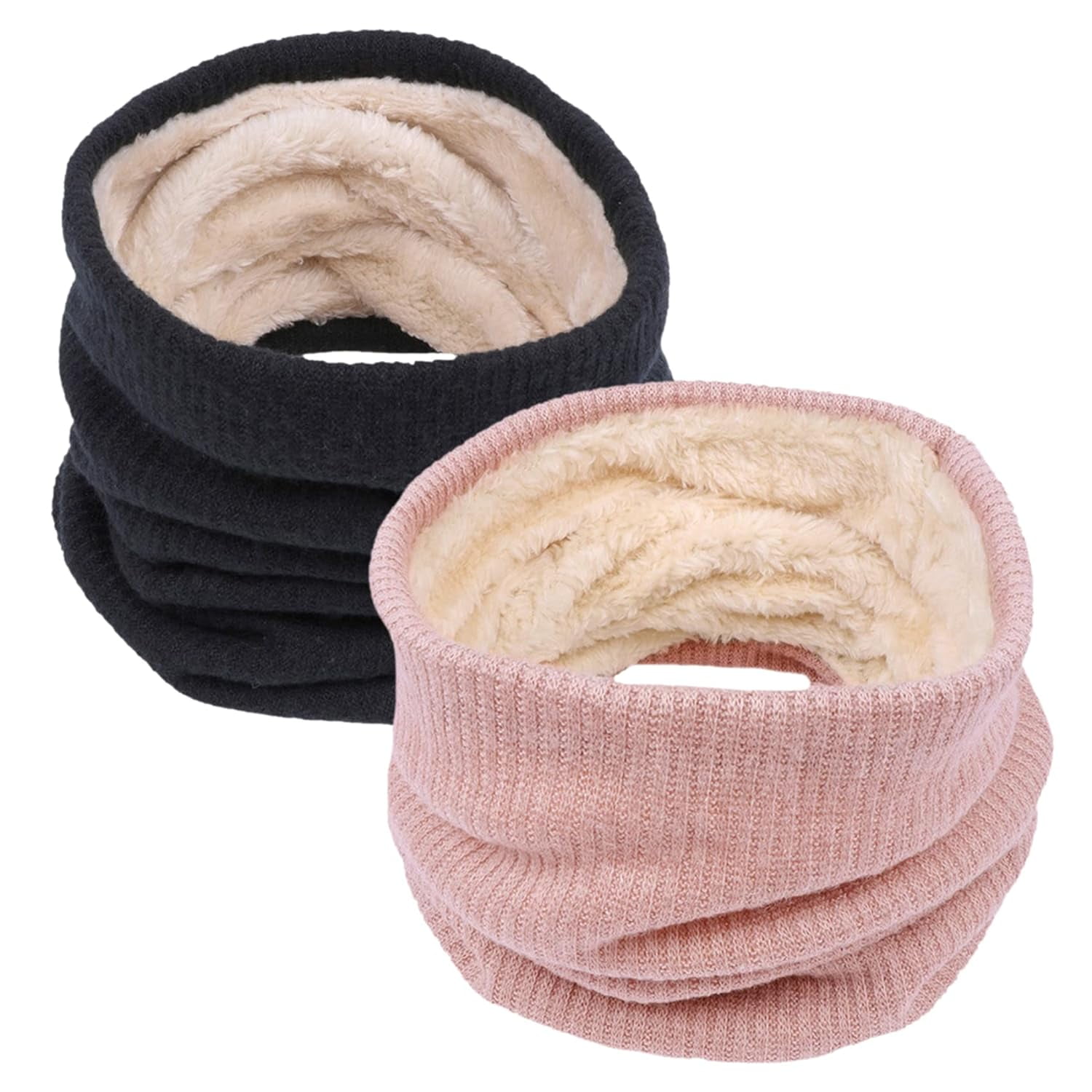 Small Loop Scarf Ksopiavobs Infinity Scarf Winter Double-Layer Neck Warmer Knit Fleece ...