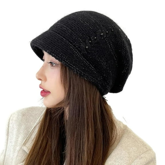 Ksopiavobs Knitted Beanies for Women Design Flower Beanie Beret Bonnet Skull Cap Warm Fall Winter Cap for Ski Travel Work