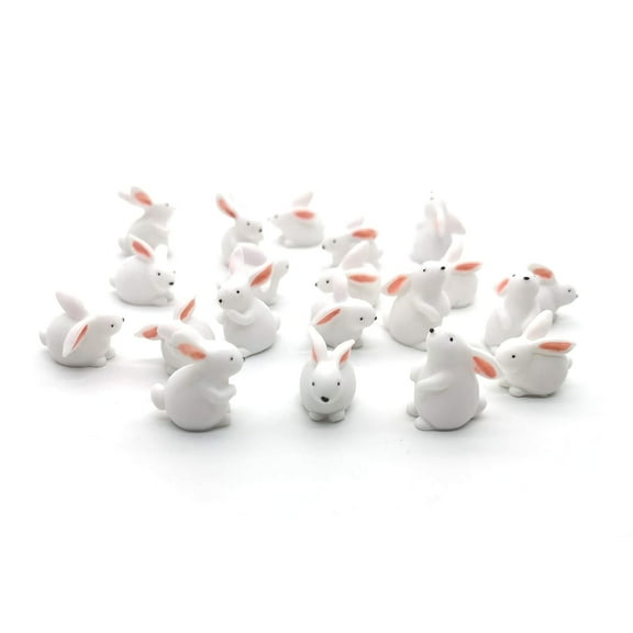 Ksopiavobs Mini Animals Miniature Figurines Animals Model Fairy Garden Miniature Moss Landscape DIY Terrarium Crafts Ornament Accessories for Home Décor (Rabbit, Pack of 20)
