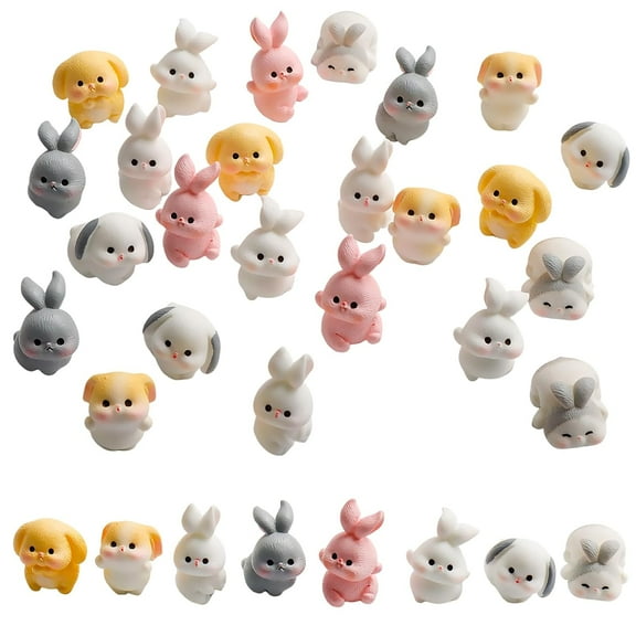 Ksopiavobs Mini Rabbits Resin Bunny Figurines Mini Lop Bunny Mini Animals Fairy Garden Miniature Moss Landscape DIY Terrarium Crafts Ornament Accessories for Home DéCor 24 Pcs
