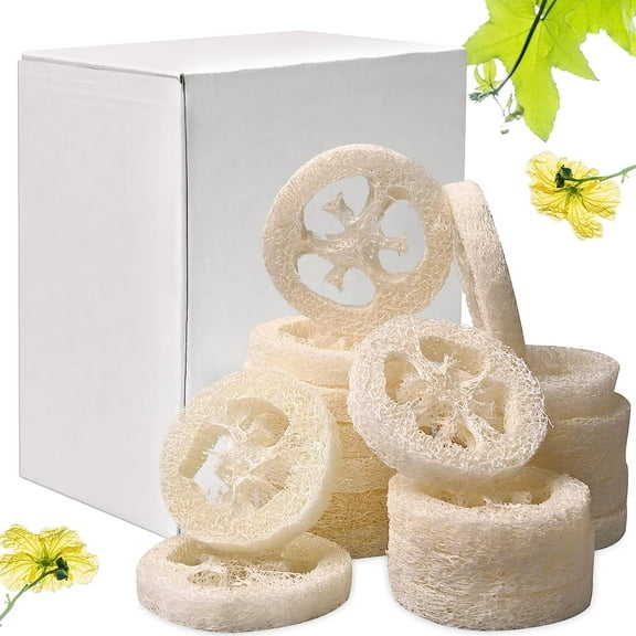 Ksopiavobs Natural Loofahs Slices for Soap Making, 50 Pack 0.78 inch Thick Luffa Slices Cuts, Homemade Loofah Soap Accessory