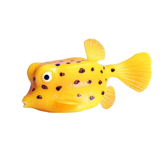 Ksopiavobs Realistic Animal Figures Yellow Boxfish Sea Animal Toy, Science Project, Cake Topper, Early Educational Toys Birthday for Toddlers Kids Age 3 4 5