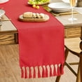 thumbnail image 1 of Ksopiavobs Red Tassel Table Runner, Christmas Linen Blend Rustic Farmhouse Style Kitchen Table Decoration Holiday Wedding Party Dinning Decor 13x48 Inch, 1 of 6