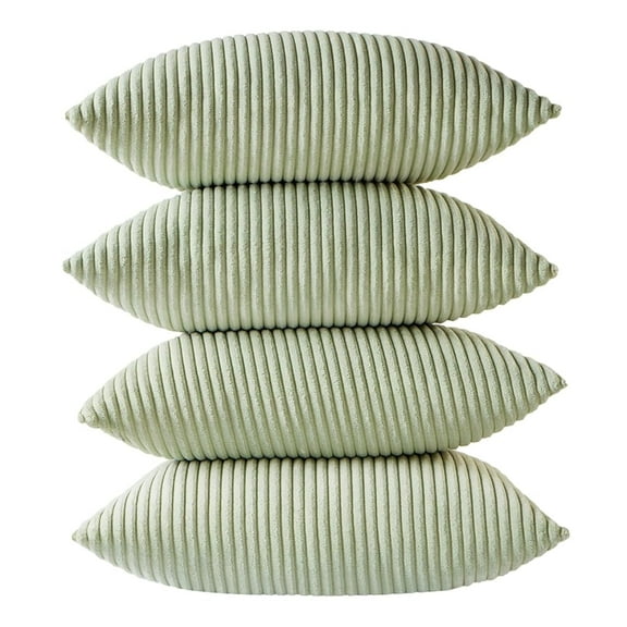Ksopiavobs Set of 4 Sage Green Decorative Throw Pillow Covers 16x16 Inch for Couch Bed Sofa Bedroom, Aesthetic Modern Boho Home Decor, Soft Fluffy Textured Corduroy Cushion Case 40x40 cm