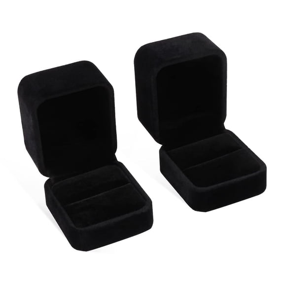 Ksopiavobs Set of 2 Unit Classic Velvet Couple Ring Box Earring Jewelry Case Gift Boxes 2.2x1.9x1.6 inch