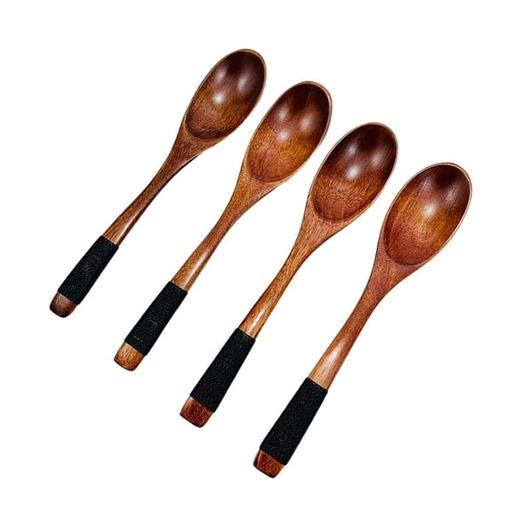 Ksopiavobs Set of 4 Wooden Dinner Spoons Yogurt Spoons Snack Spoons Ice Cream Spoons Children Spoons, 7-3/4 inch