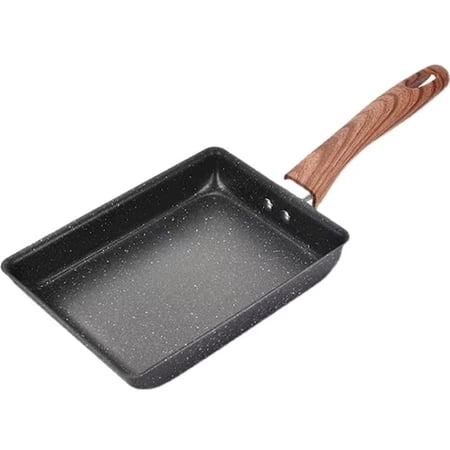 Ksopiavobs Tamagoyaki Egg Pan/Japanese Omelette Pan/Square Egg Frying Pan/Non-stick Omelette Pan/Egg Roll Pan, 6"x 8"Rectangle Frying Pan,Stay Cool Wood Handle Tamago Pan (BLACK)