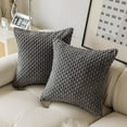 thumbnail image 1 of Ksopiavobs Throw Pillow Cover Striped Pattern Decorative Soft Corduroy Cushion Covers Stripes for Living Room, Set of 2, 18x18 Inch, Dark Grey, 1 of 6