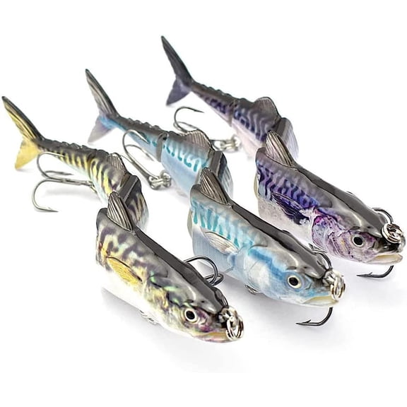 Ksopiavobs Tuna Pike Fishing Lure Sea Fishing Lures for Bass Perch Trout Mackerel, Multi Jointed Swimbaits with Treble Hooks Bionic Swimming Sinking Lures,for Freshwater Saltwater Fishing