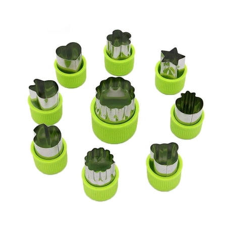 Ksopiavobs Vegetable Cutter Shapes Set,Mini Pie,Fruit and Cookie Stamps Mold,Cookie Cutter Decorative Food,for Kids Baking and Food Supplement Tools Accessories Crafts for Kitchen,Green,9 Pcs