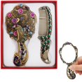 thumbnail image 1 of Ksopiavobs Vintage Handheld Mirror Antique Comb Set Decorative Metal Cosmetic Mirror Portable Makeup Mirror Princess Mirror Cosmetic Mirror for Women Girls Gift (Set B), 1 of 5