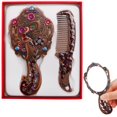 thumbnail image 1 of Ksopiavobs Vintage Handheld Mirror Antique Comb Set Decorative Metal Cosmetic Mirror Portable Makeup Mirror Princess Mirror Cosmetic Mirror for Women Girls Gift (Set A), 1 of 5