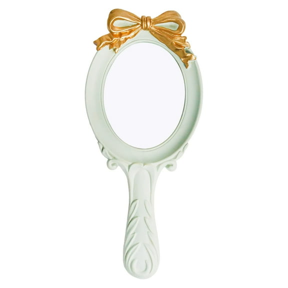 Ksopiavobs Vintage Handheld Mirror Embossed Flower Hand Held Mirror Makeup Mirror Vanity Mirror Decorative Cute Hand Mirror (Blue)