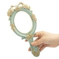 thumbnail image 1 of Ksopiavobs Vintage Handheld Mirror Embossed Flower Hand Held Mirror Makeup Mirror Vanity Mirror Decorative Cute Hand Mirror (Green), 1 of 7