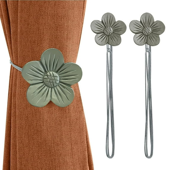Ksopiavobs Vintage Magnetic Curtain Tieback, 1 Pair Resin Flower Curtain Drapery Holdback Window Curtain Decorative Buckle Holder for Home Cafe Balcony - Gray