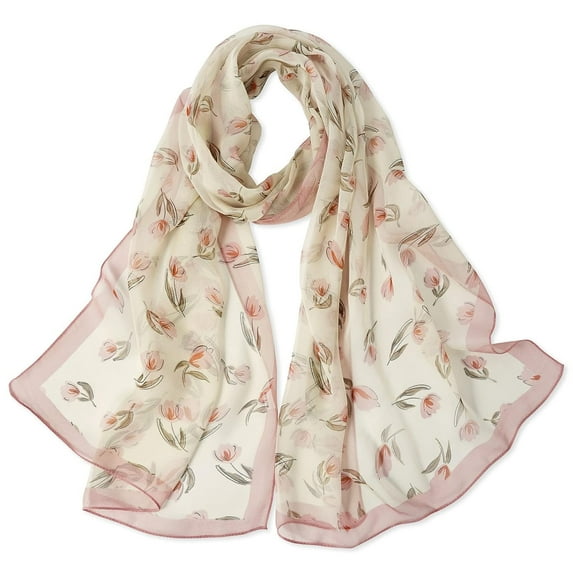 Ksopiavobs Women Soft Floral Print Shawl Chiffon Sheer Scarf