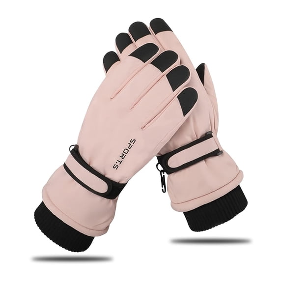 Ksopiavobs Women Winter Ski Gloves, Waterproof Touchscreen Anti-Slip Snowboard Gloves for Skiing Running and Cycling (Pink Black)