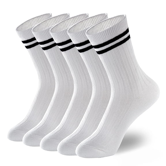 Ksopiavobs Womens Striped Crew Socks 5-10 Pairs Cute Retro Long Socks Vintage Fun Fashion Athletic Aesthetic High Socks for Women