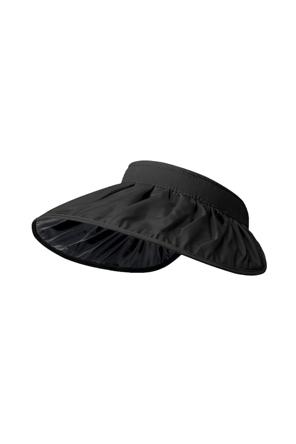 Womens Sun Visor Hat Wide Brim UV Sun Protection Roll Up Hairband Summer Ponytail Beach Hats Travel UPF 50+
