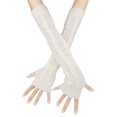 thumbnail image 1 of Ksopiavobs Womens Winter Warm Over Elbow Long Fingerless Thumb Hole Gloves Mittens Knitted Arm Warmer, 1 of 6