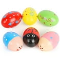 thumbnail image 1 of Ksopiavobs Wooden Percussion Musical Egg Maracas Egg Shakers, 6 PCS, Random Pattern, Halloween Props, 1 of 7