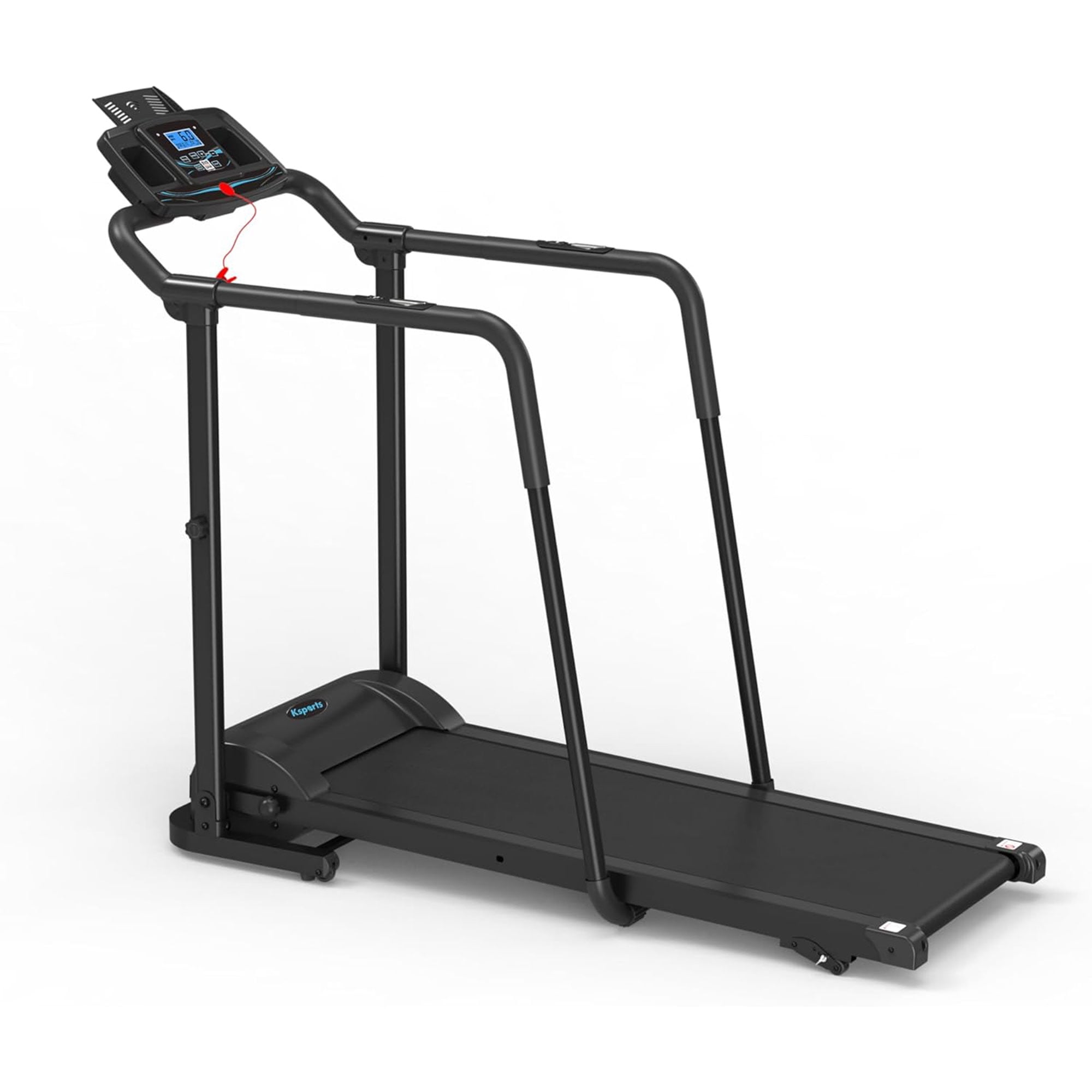 Ksports Advanced Rehab Walking Treadmill, 2.25HP Motor, 287 LB Capacity, 0.4-8.0 MPH, Bluetooth, 3-Level Incline, Foldable, LCD Display, Removable Handrails