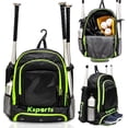thumbnail image 1 of Ksports Shoe Compartment & Fence Hook Baseball Bag Black/Green, 1 of 9