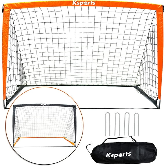 Ksports Soccer Goal 6ft Black/Orange Soccer Net Bundle with Carry Bag