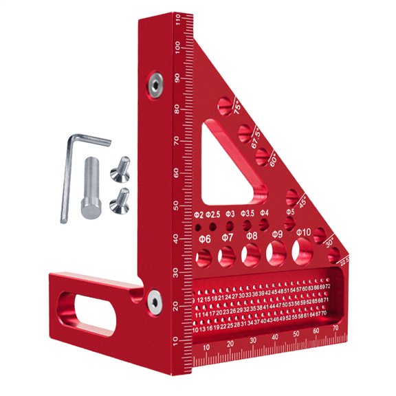 Ksruee 3D Multi-Angle Square Protractor Hole Position Aluminum Alloy Triangle Rulers Layout Measuring Tool 3D Saddle Square Ruler for Precise Marking Engineer Carpenter
