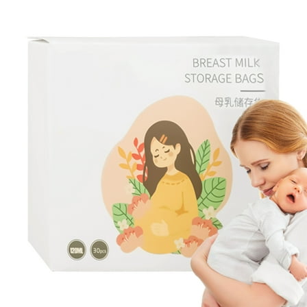 Ksruee Breast Milk Bag 30 Pieces Milk Freezer Bags Transparent Leak-Proof Pouch for Breastfeeding Bottle Feeding Preservation Fridge Travel vividly