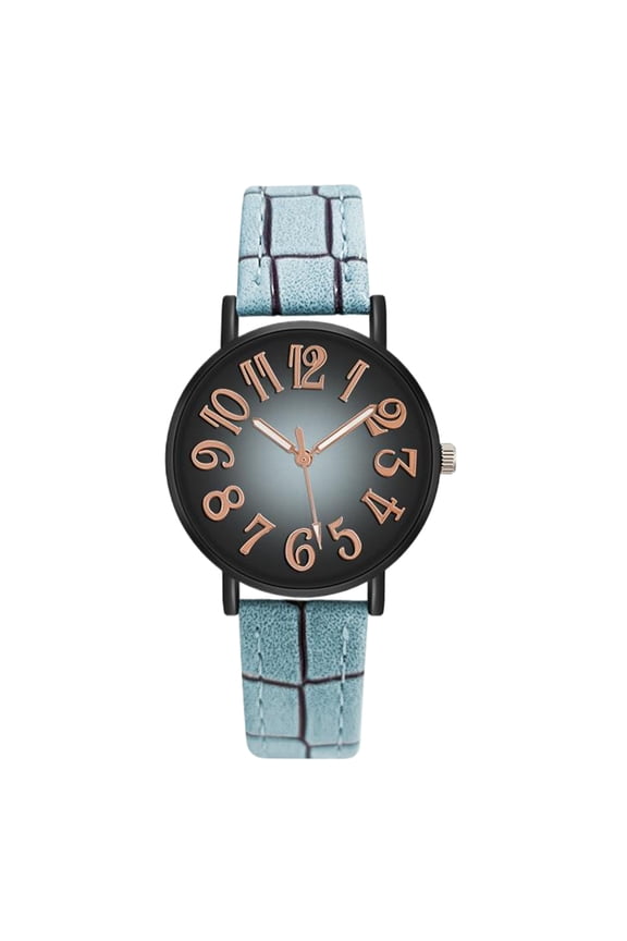 Casual Watches for Women Korean Style Casual Ladies Wrist Watch Large Dial Second Hand Arabic Numerals Dress Watches for Small Wrists Leather Band Large Face
