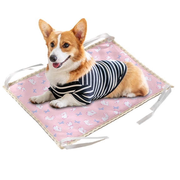Ksruee Cat Cooling Mat Pet Cooling Pad Bed Four-Corner Rope Double-Sided Ice Sleeping Mat Pet Supplies for Dogs and Cats Indoor Outdoor Sofa Crate custody
