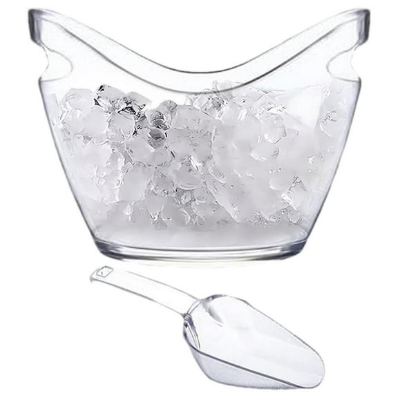 Ksruee Clear Ice Bucket Multifunctional Drink Tub 1 Scoop Included Cooling Large Ice Bucket for Wine Champagne Bar Supplies for Family Gatherings Cocktail Bar Party stylish