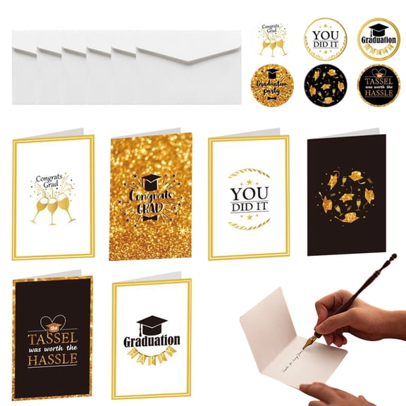 Ksruee College Graduation Card with Envelopes and Stickers Grad Supplies Graduation Card for Him for Elementary Middle High School College Ceremonies Party Invitations