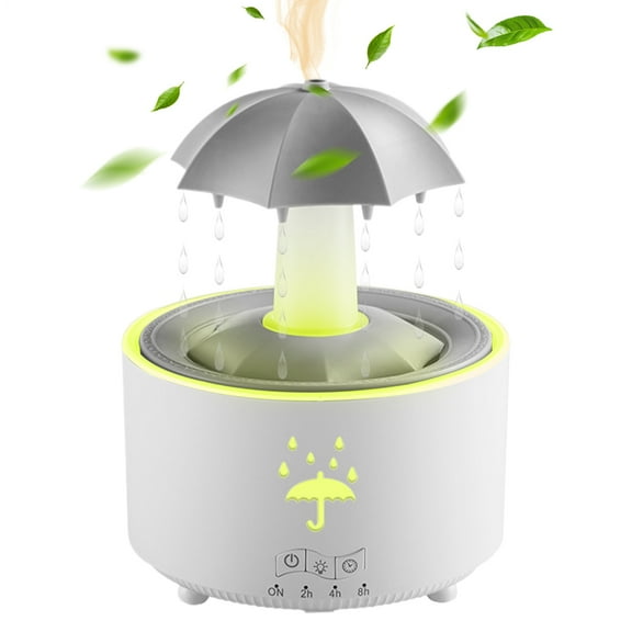 Ksruee Cool Mist Humidifiers for Bedroom 7-Color Air Moisturizer with Rain Drop Effect Rotating Umbrella Diffuser for Desk Nightstand Room Apartment Dorm Classroom Indoor workable