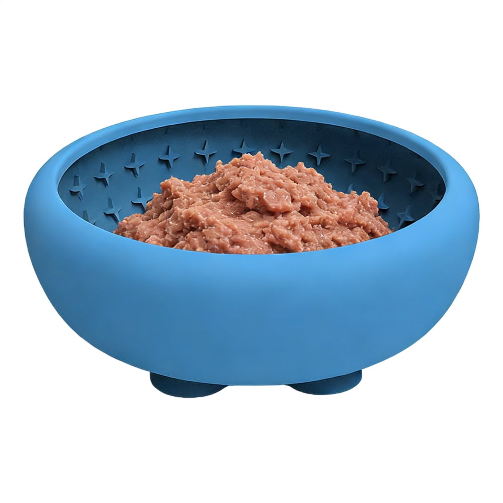 Ksruee Dog Slow Feeder Silicone Non-Slip Pet Dishes with Strong Suction Cup Dog Puzzle Feeder for Puppy Medium Pet Drinking Eating Water Standing Camping Car Home Outdoor Indoor Yard