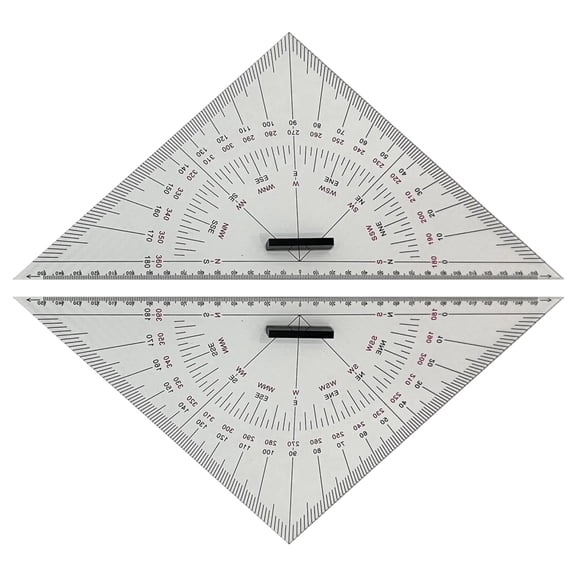 Ksruee Drafting Triangle 2 Piece Acrylic Marine Navigation Chart 300mm Marine Chart Plotting Triangle Ruler Set for Boats Yachts Ships Mapping Distance Measurement Teaching Engineering