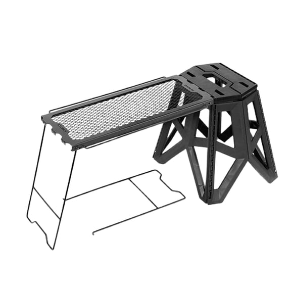 Ksruee Folding Grill Table Stool Side Folding Outdoor Picnic Table Lightweight Outdoor Grill Table Mesh Desktop Table For Camping Picnic Beach BBQ