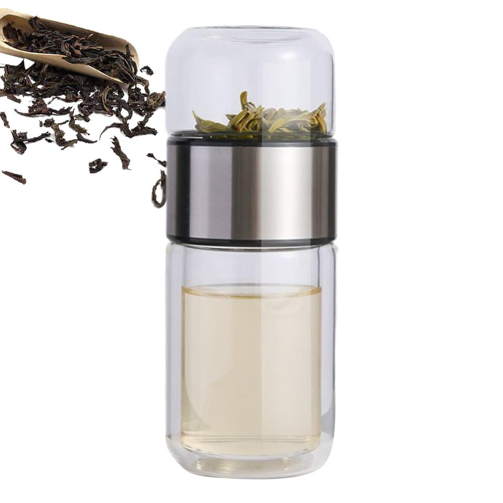 Ksruee Glass Water Bottle Tea Bottle Leakproof for Traveling Tea And Water Separation Tea Bottle for Loose Tea Flower Tea Home Traveling compatible