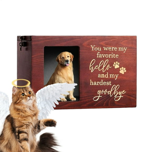 Ksruee Pet Urns for Dogs Wooden Dog Ashes Box with Photo Display Dog Cremation Box for Ashes Pet Memorial Box for Cats Dogs Medium Large Breeds well-suited