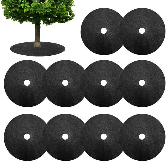 Ksruee Plant Mulch Cover 10pcs Durable And Reusable Tree Mulch Rings Degradable Plant Cover Round Anti Grass Gardening Fabric Cover For Control Root Protection Easy Instal handy