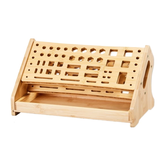 Ksruee Screw Driver Holders Organizers Wooden 53-Hole Storage Stand Storage Rack with Tray Hand Tool Organizer For Hobby Repair Desktop Bookshelf Pegboard Garage Truck Trailer Outdoor well-suited