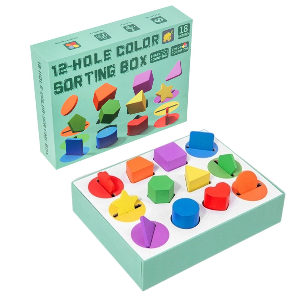 Ksruee Shape Sorting Toy Educational Shape & Color Matching Game Wooden ...