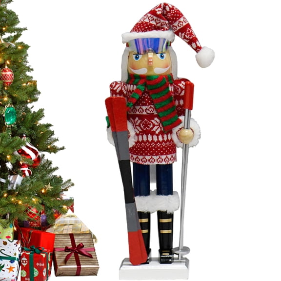 Ksruee Skiing Nutcracker Christmas Decorations Wooden Christmas Decorations Funny Skiing Nutcracker for Home Desktop Bookshelf Fireplace Mantel Table Centerpiece Holiday durable
