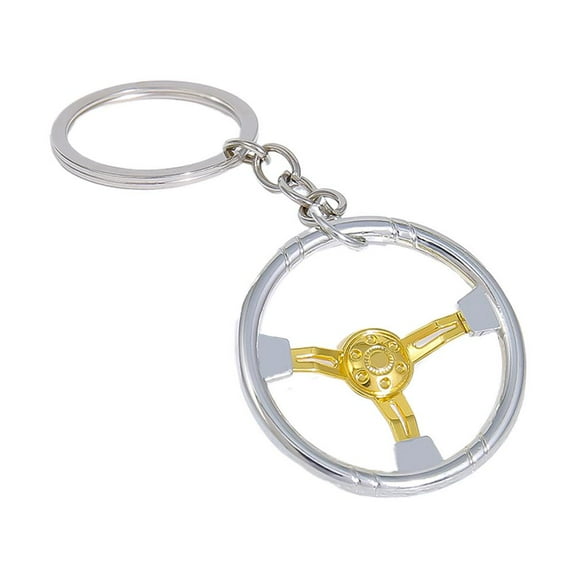 Ksruee Steering Wheel Key Holder Pendant 3D Metal Key Chain Creative Simulation Steering Wheel Keychain Steering Wheel Shape Keyring Key Chain Pendant for Car Accessories charming