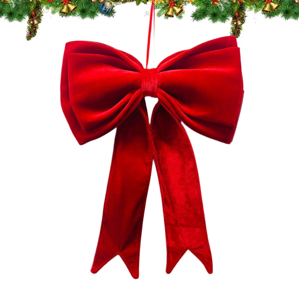 Ksruee Velvet Bows for Christmas Tree 19x25 Inch Seasonal Decoration Hangable Holiday Decorations for Front Door Office Wreath Staircase Window Sill Mantel Wall Garden Backyard Living Room Study show
